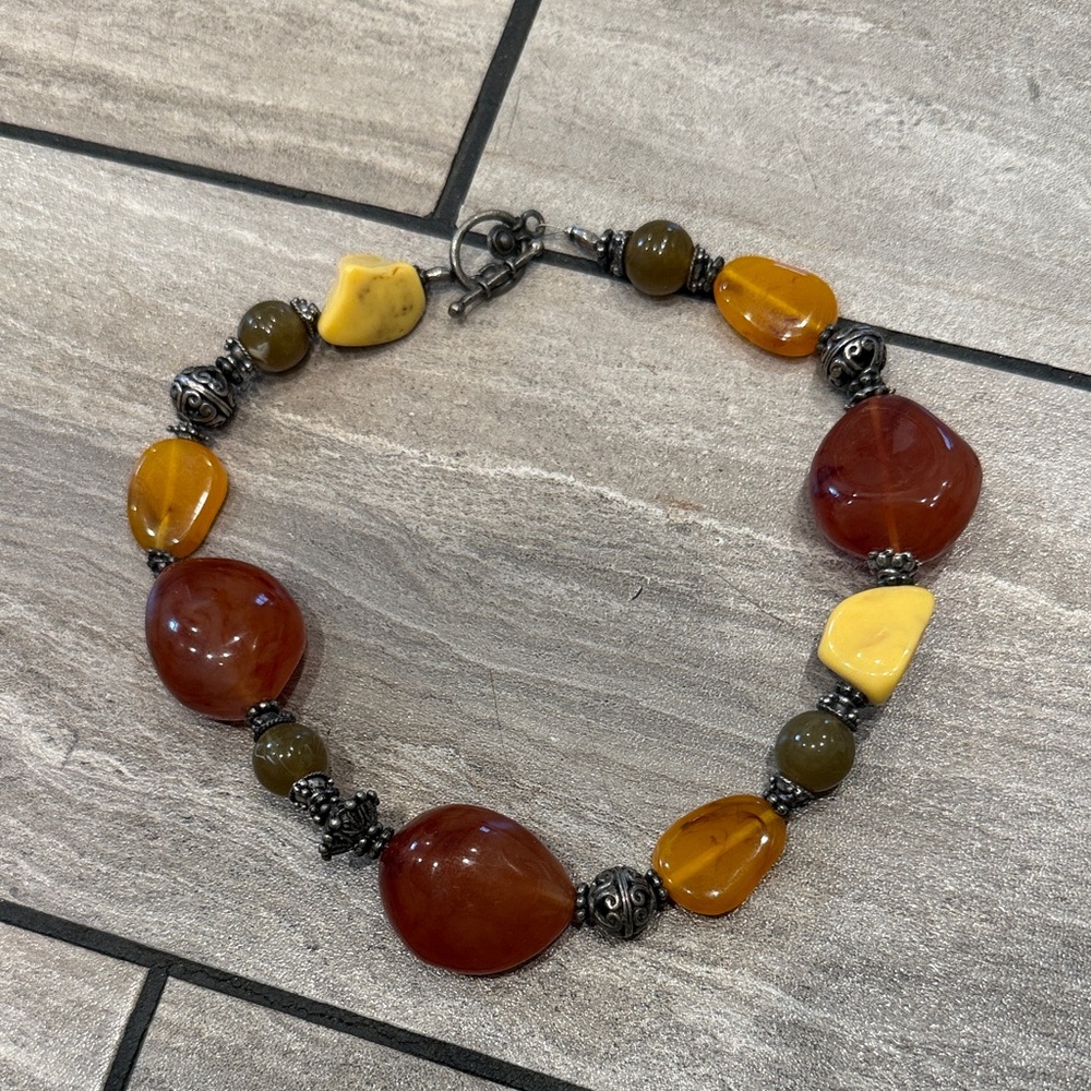 Vintage Amber and Yellow Beaded Choker
